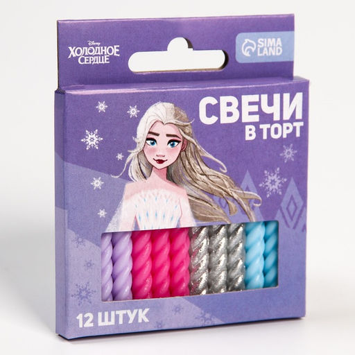 Цена за 3 шт. Набор свечей для торта С Днем Рождения, 12 штук, Холодное сердце - Disney фото 2