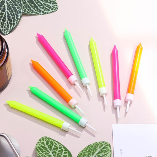 Цена за 2 шт. Свечи в торт «Красочные», 8 см, классические, набор 8 шт.