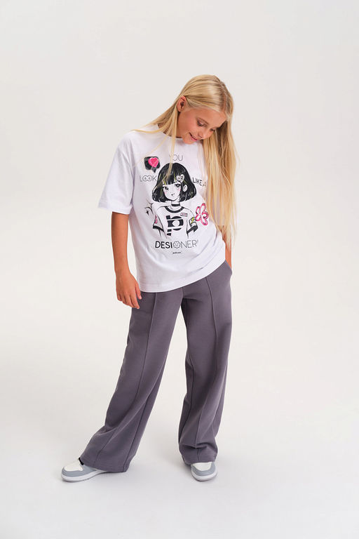 PELICAN, брюки для девочек, Темно-серый  фото 2