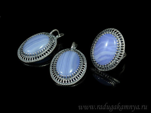 Кольцо Серьги с голубым агатом имитация ( сапфирин ) размер 20