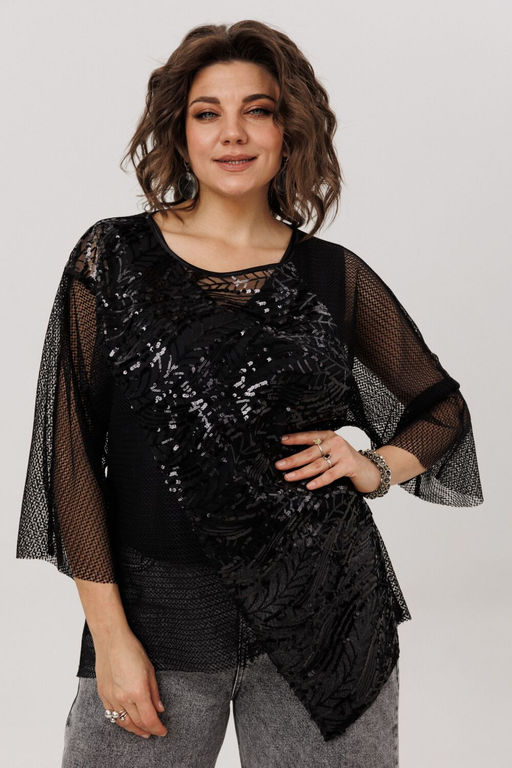 Блуза ANELLI 1781 черный авантюрин  фото 6