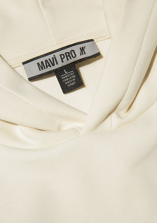 S?rt Bask?l? Beyaz Sweatshirt - Mavi фото 6