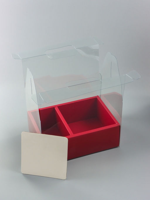 Коробка с PVC для цветов и десертов 26?18?30 см, красный - UPAK LAND фото 3