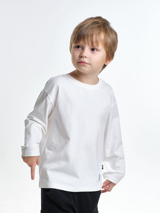 Базовый лонгслив для мальчика 22-6007 белый - Mini maxi фото 31
