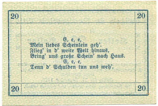 Банкнота 20 геллеров 1920 года Австрия  Витис (нотгельд)