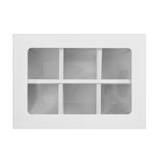 Цена за 2 шт. Коробка для 6 конфет с окном, белая, 13.7×9.85×3.85 см