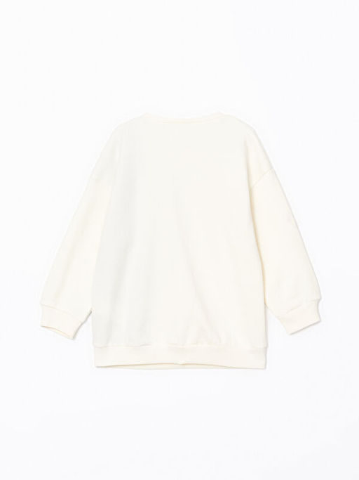 Bisiklet Yaka Bask?l? Kal?n Erkek ?ocuk Sweatshirt