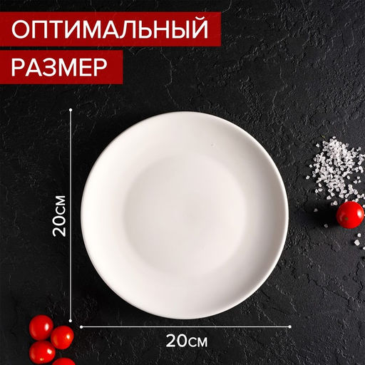 Тарелка фарфоровая обеденная White Label, d=20 см, цвет белый - Доляна фото 2