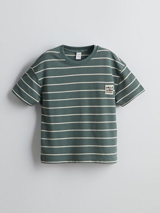 Bisiklet Yaka ?izgili Erkek ?ocuk Ti??rt