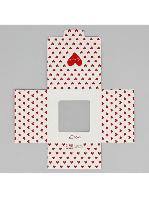 Цена за 5 шт. Коробка для шоколада квадратная «Сердца», 10.2 х 10.2 х 1.4 см