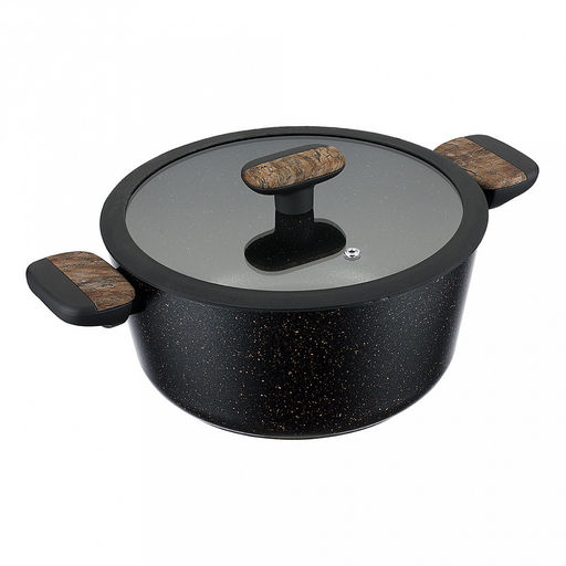 Кастрюля с антипригарным покрытием Albero 4,3л, д24см, стеклянная крышка, 2-х слойное антипригарное покрытие, бакелитовая ручка с силиконовыми вставками, Regent (Китай) Подходит для всех видов плит, включая индукционную.