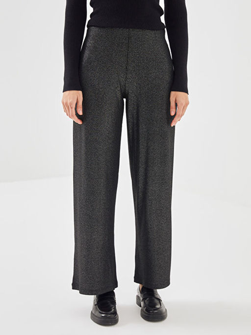 Standart Fit Parlak G?r?n?ml? Kad?n Pantolon