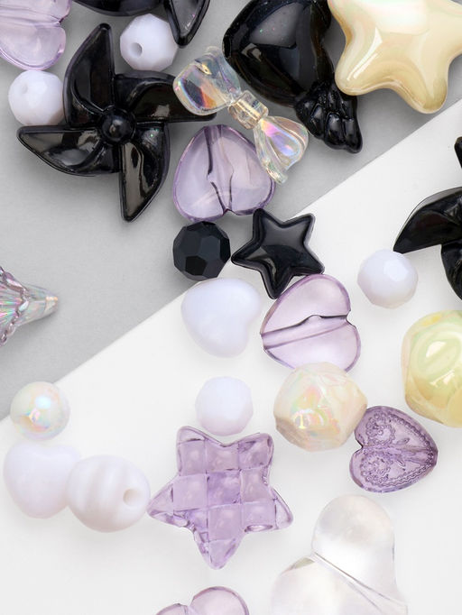 Бусины «Микс», набор 50 г, чёрно-белые