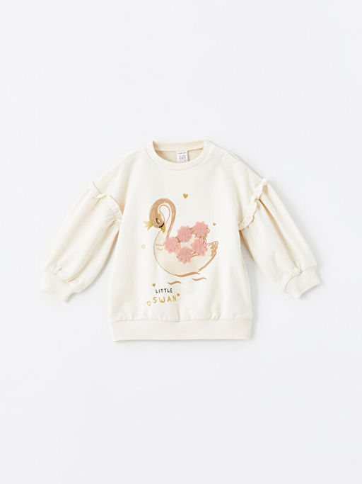 Bisiklet Yaka Uzun Kollu Bask?l? K?z Bebek Sweatshirt ve Tayt 2li - Waikiki фото 2
