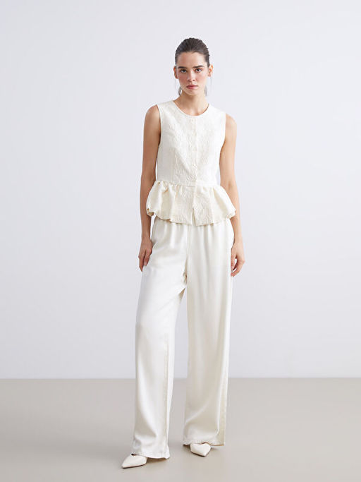 Bisiklet Yaka Dokulu F?rf?rl? Bluz