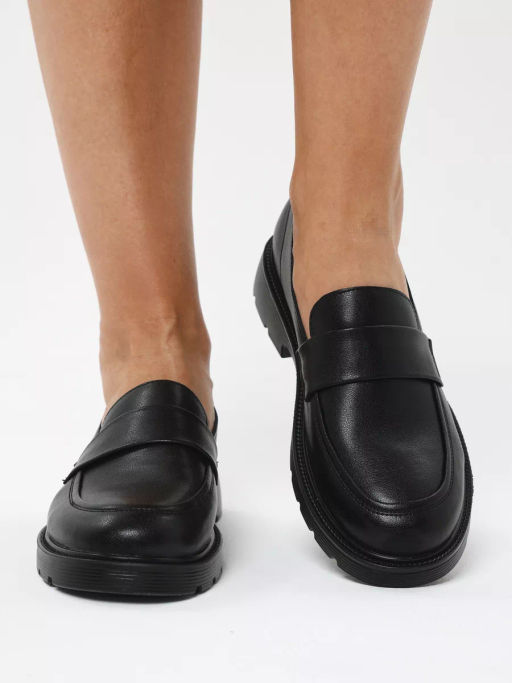 Лоферы жен., черный, фурн., н/к,