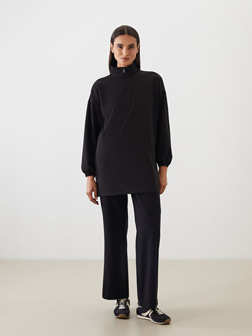 Dik Yaka Oversize Kad?n Sweatshirt Tunik