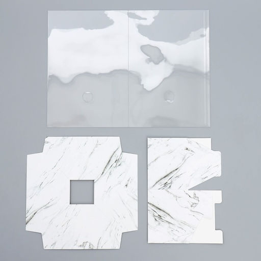 Коробка подарочная для цветов с вазой и PVC окнами складная, упаковка, «Мрамор», 16 х 23 х 16 см