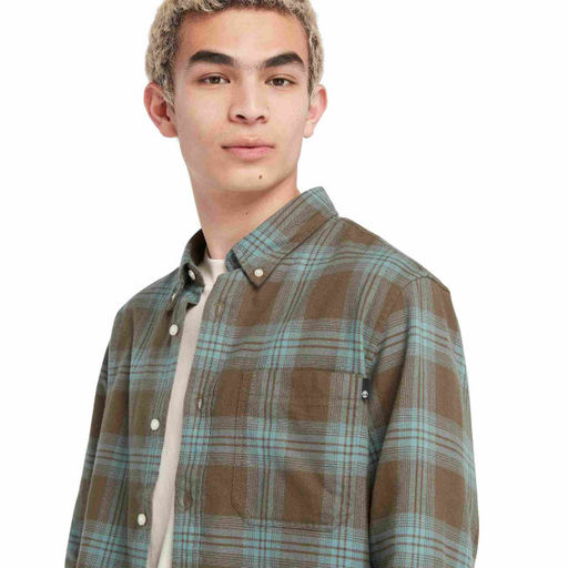 Мужская рубашка Timberland Shirt Tartan S/cell зеленая  фото 2
