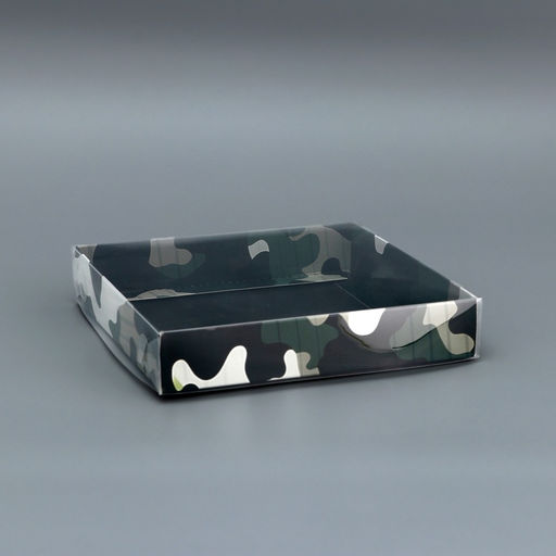 Цена за 5 шт. Коробка сборная с PVC крышкой, 23 Февраля, 16?16?3 см