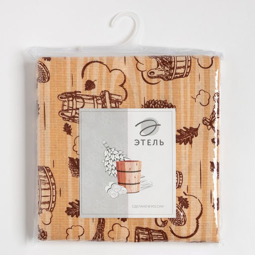 Простыня вафельная для бани «Банька» 145×180 см, 100% хлопок, бежевая