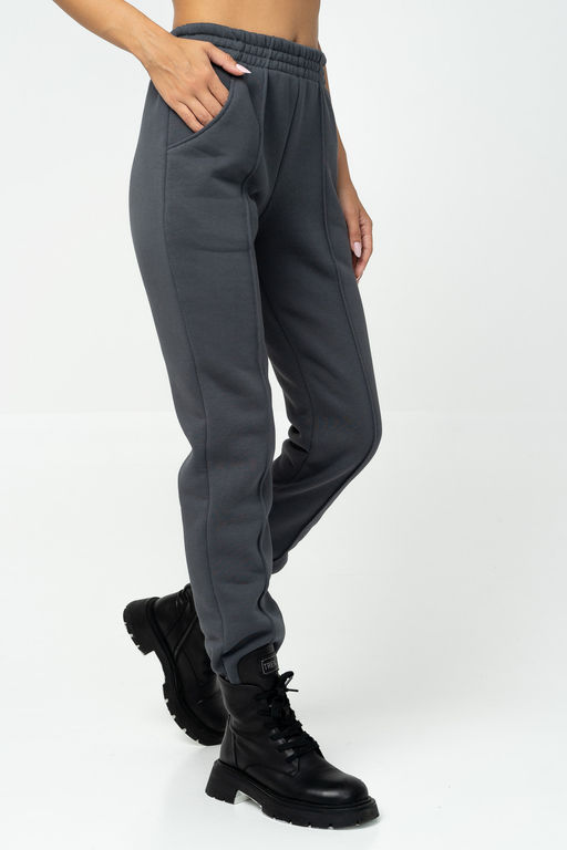 Брюки  Футер 3-х нитка начес качество пенье  332L17 графит - Solo mio фото 3