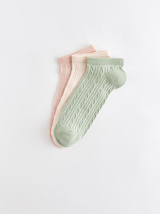 Kendinden Desenli Kad?n Patik ?orap 3l?