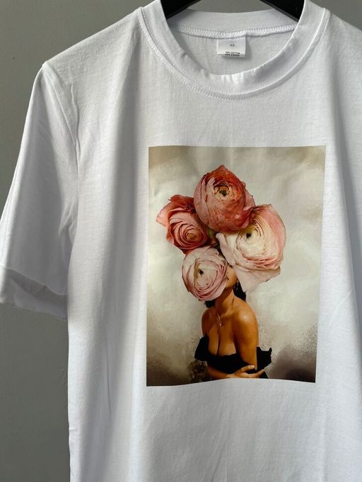 178 Футболка с принтом Пионы, белый - Knitka wear фото 3