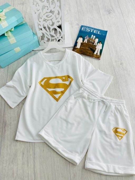 Костюм Size Plus футболка и шорты S белый K36