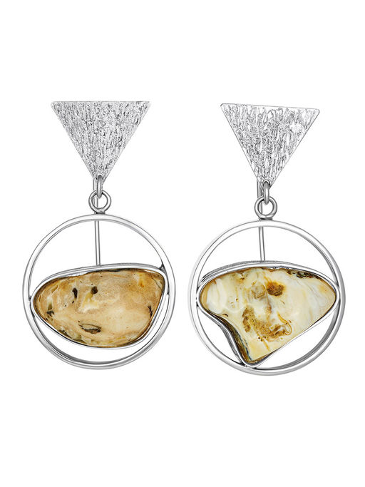 Эффектные серьги с медовым янтарём Канкун