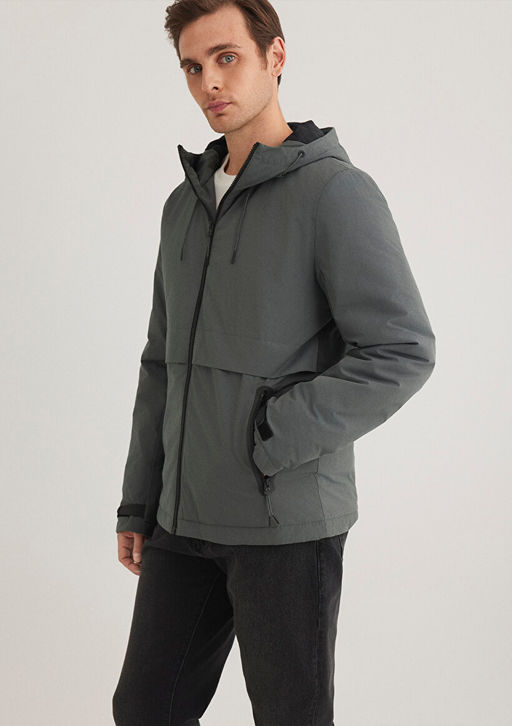 Kapusonlu Yesil Ceket - Mavi фото 3