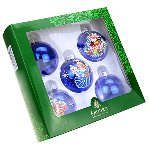 Елочная игрушка шар стеклянная Рождественский д7,5см, ручная художественная роспись, подарочная упаковка, набор 5шт, цвета микс (Россия) - Домашняя мода фото 7