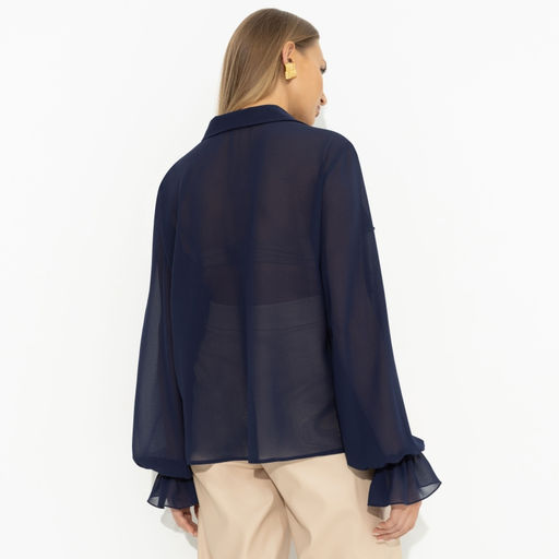 Блуза с воланами Гипнотический стиль (синяя) - Charutti фото 5