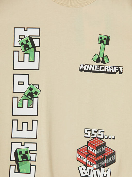 Bisiklet Yaka Minecraft Bask?l? Erkek ?ocuk Ti??rt