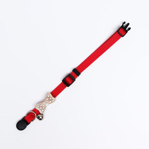 Ошейник кошачий Бантик со стразами, 30 х 1 см, красный - Пижон фото 3