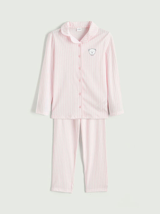 G?mlek Yaka K?z ?ocuk Pijama Tak?m?