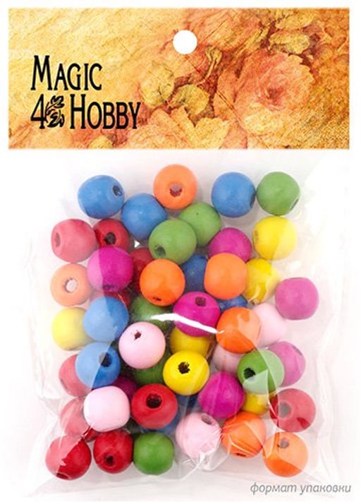 Бусины деревянные детские MAGIC HOBBY арт.MG-B 119 цв.ассорти уп.40г (1803 шт.) Ø8 мм, in Ø1,5мм