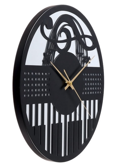 Часы настенные интерьерные «Пианино», бесшумные, плавный ход, d=40 см, металл, зеркало