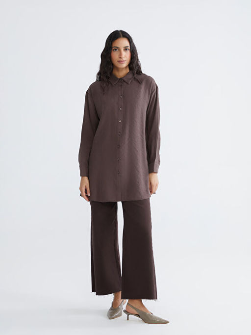 Oversize Modal Kar???ml? Kad?n G?mlek Tunik