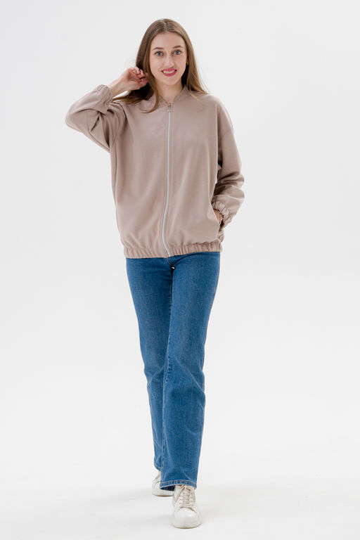 Бомбер из коттон фита какао макси - Амадэль фото 3