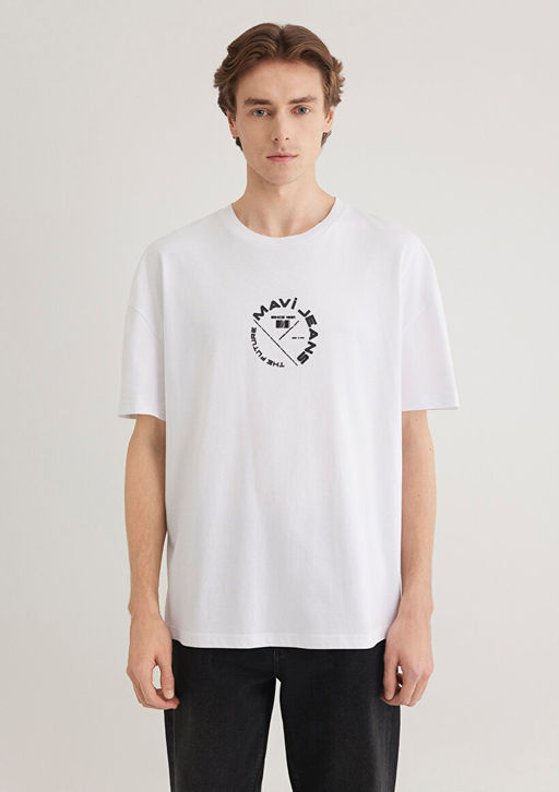 Mavi Jeans S?rt Bask?l? Beyaz Tisort  фото 4