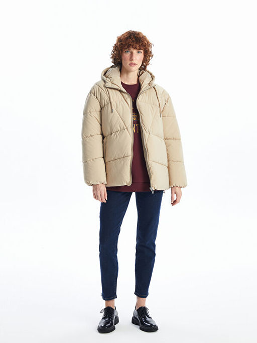 Kap??onlu D?z Oversize Kad?n ?i?me Mont - Waikiki фото 2