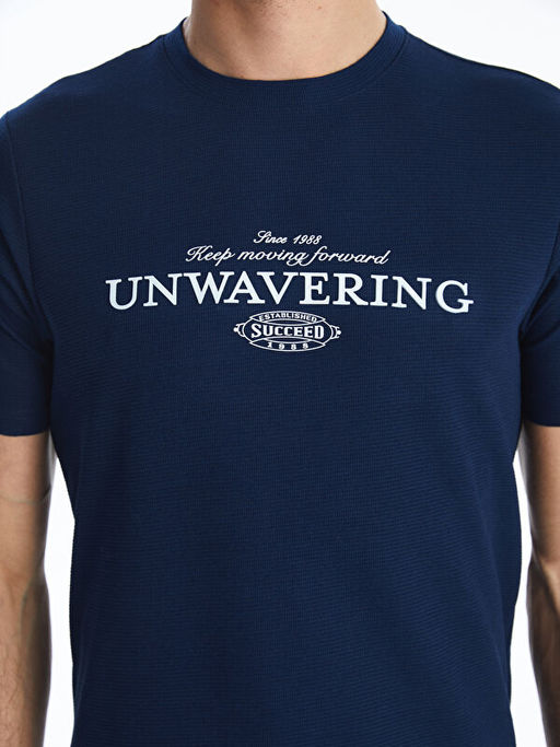 Bisiklet Yaka K?sa Kollu Bask?l? Erkek Ti??rt