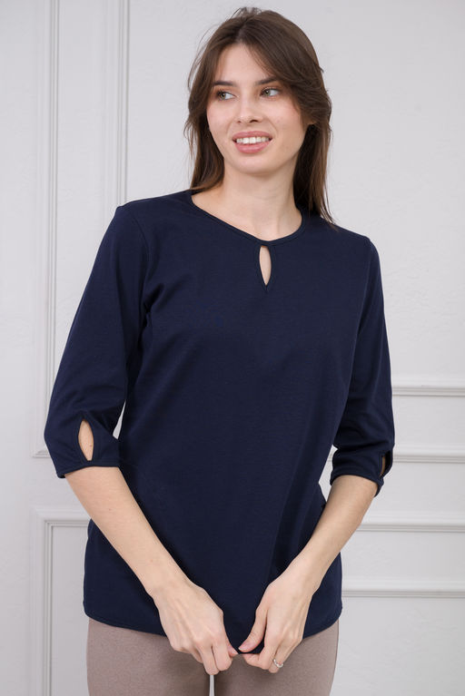 Кофта женская из интерлока Анфиса тёмно-синий - Амадэль фото 4