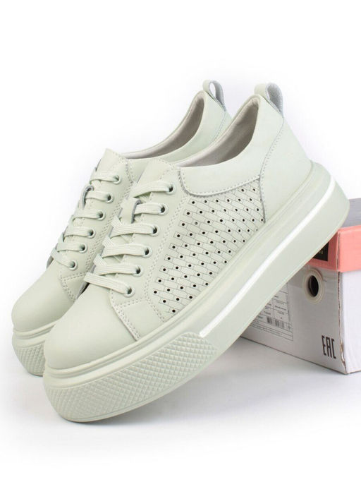 05-DXT52-3 LT. GREEN Кроссовки женские (натуральная кожа)