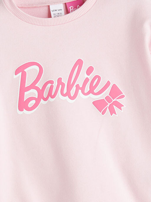 Bisiklet Yaka Barbie Bask?l? K?z Bebek Sweatshirt ve Tayt 2li Tak?m