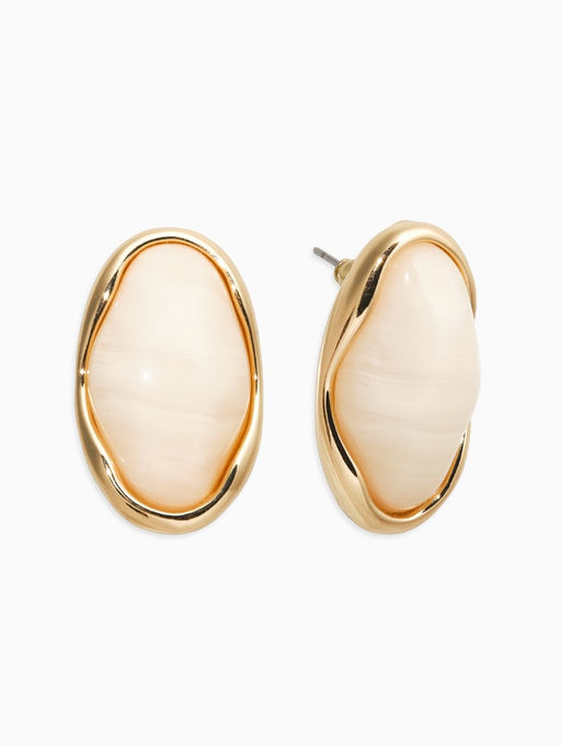 Серьги «Стиль» овал вытянутый, белые в золоте