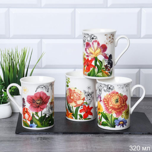 Кружка керам. 320 мл, Цветы арт. 101-22 (696191)