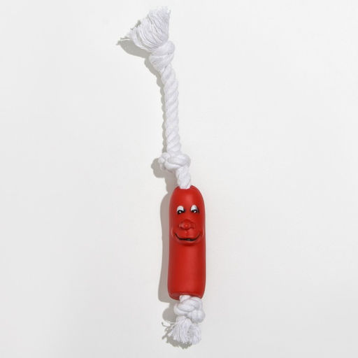 Игрушка Брутальная сосиска на верёвке для собак, 14 см - Пижон фото 2