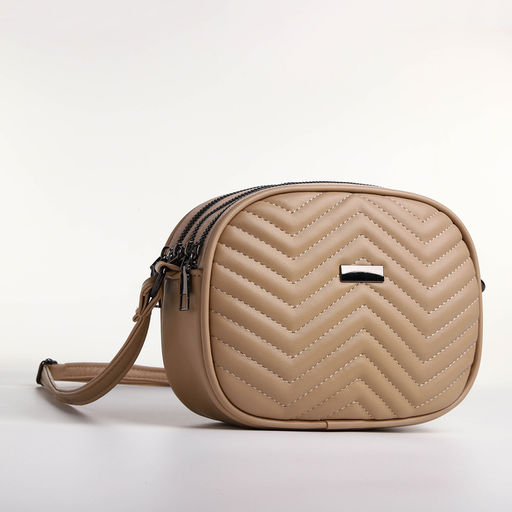 Сумка женская кросс-боди на молнии, 19×7×15 см, бежевая